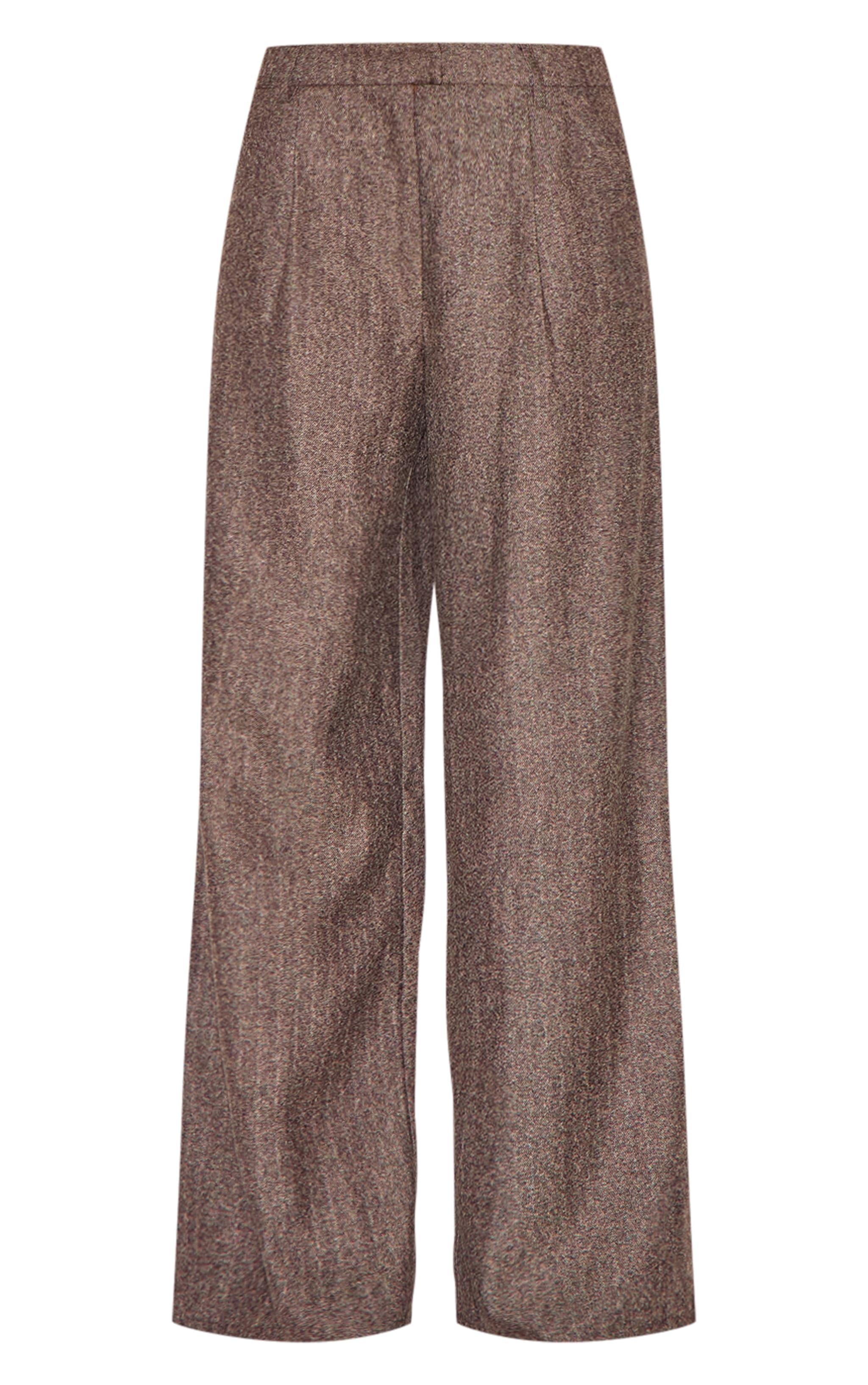 Brown Herringbone Mid Rise Tailored Pants image 5