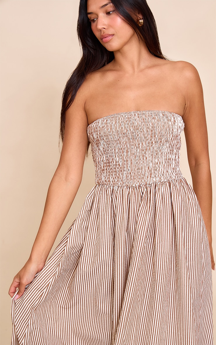 Robe bustier longue châtaigne à rayures image 4