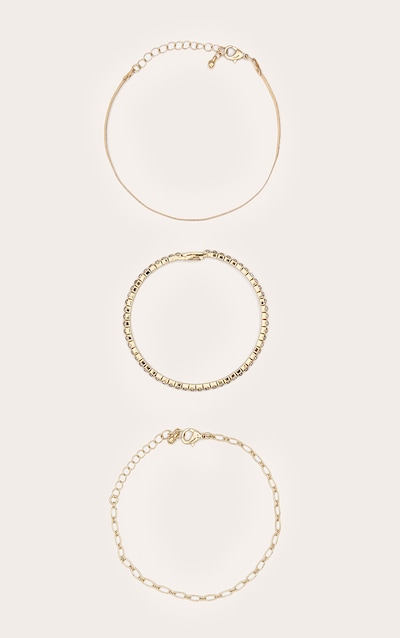 Gold Diamante Bangle & Chain MultiPack Bracelet