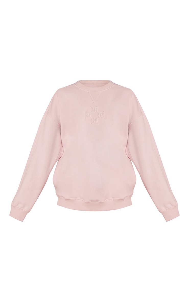 Baby Pink PLT Embossed Crew Neck Sweatshirt image 5