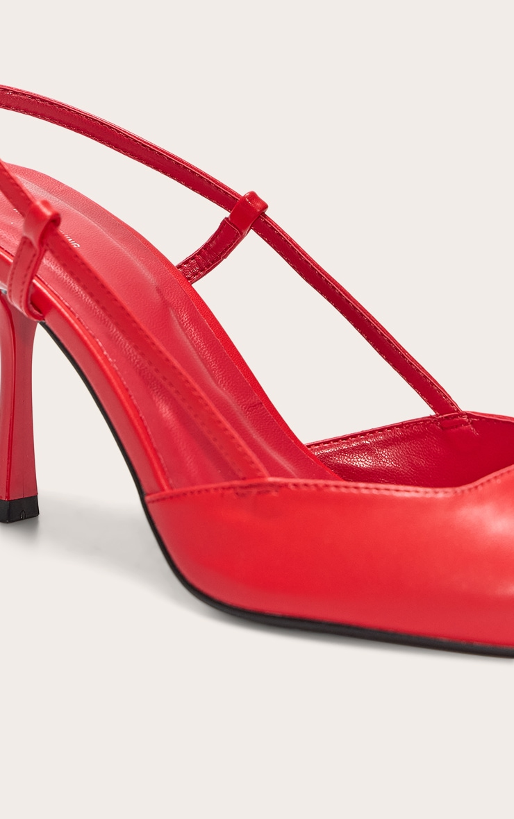 Wide Fit Red Pu Point Toe High Stiletto Court Heels image 4