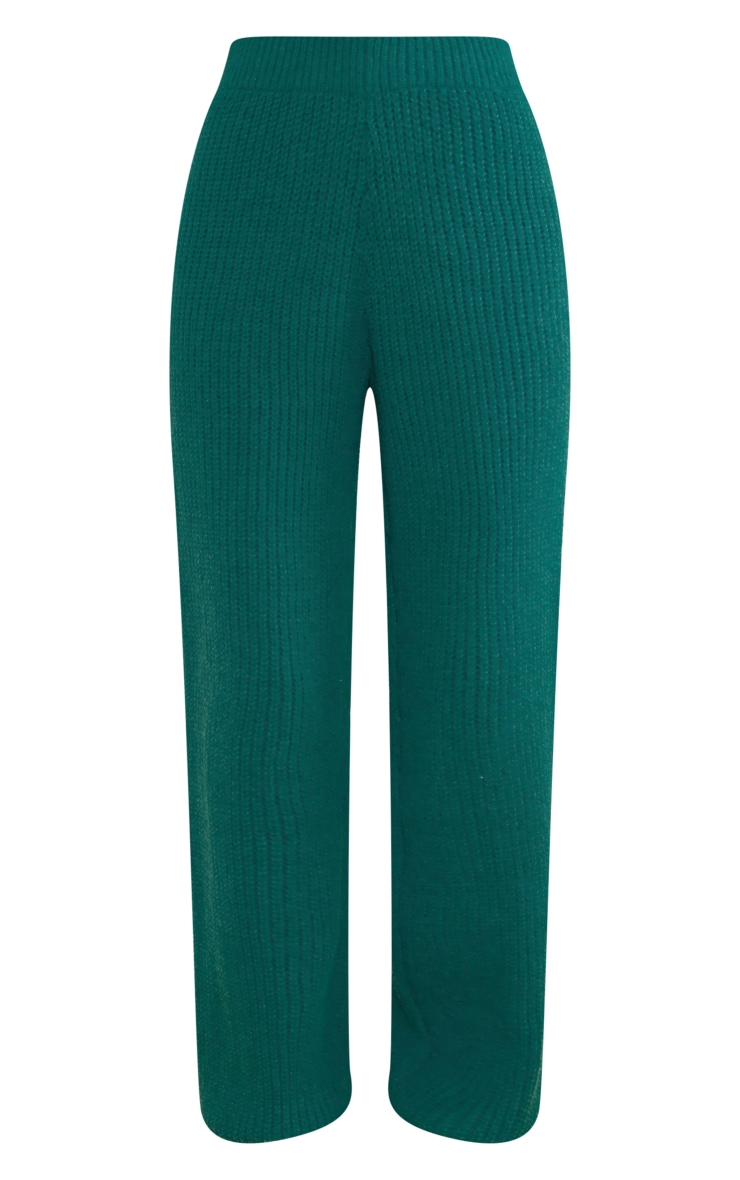 Forest Green High Waist Wide Leg Knit Trousers image 5