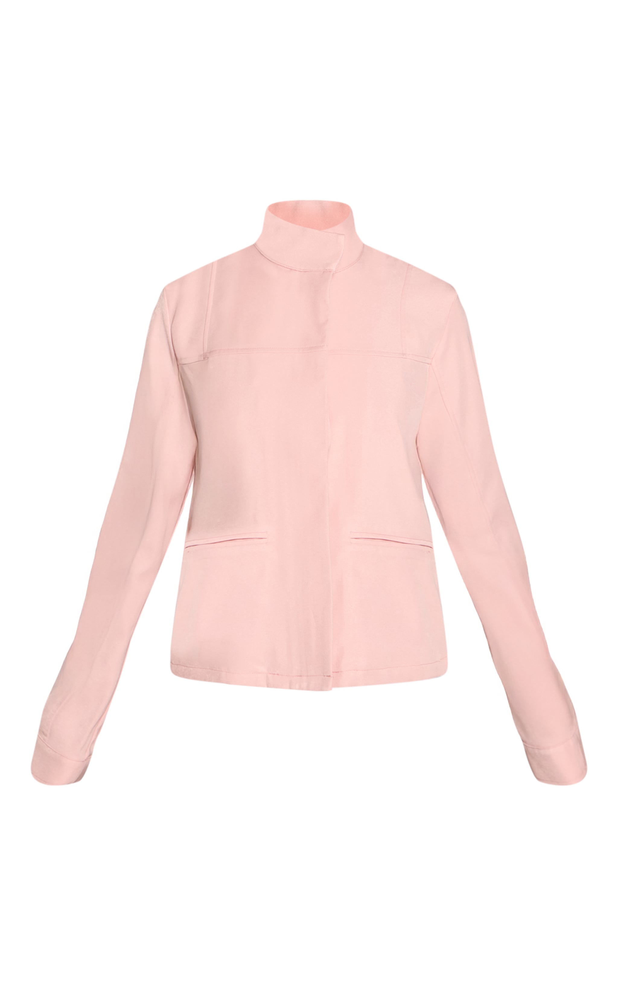 Petite Baby Pink Funnel Neck Tailored Jacket image 5