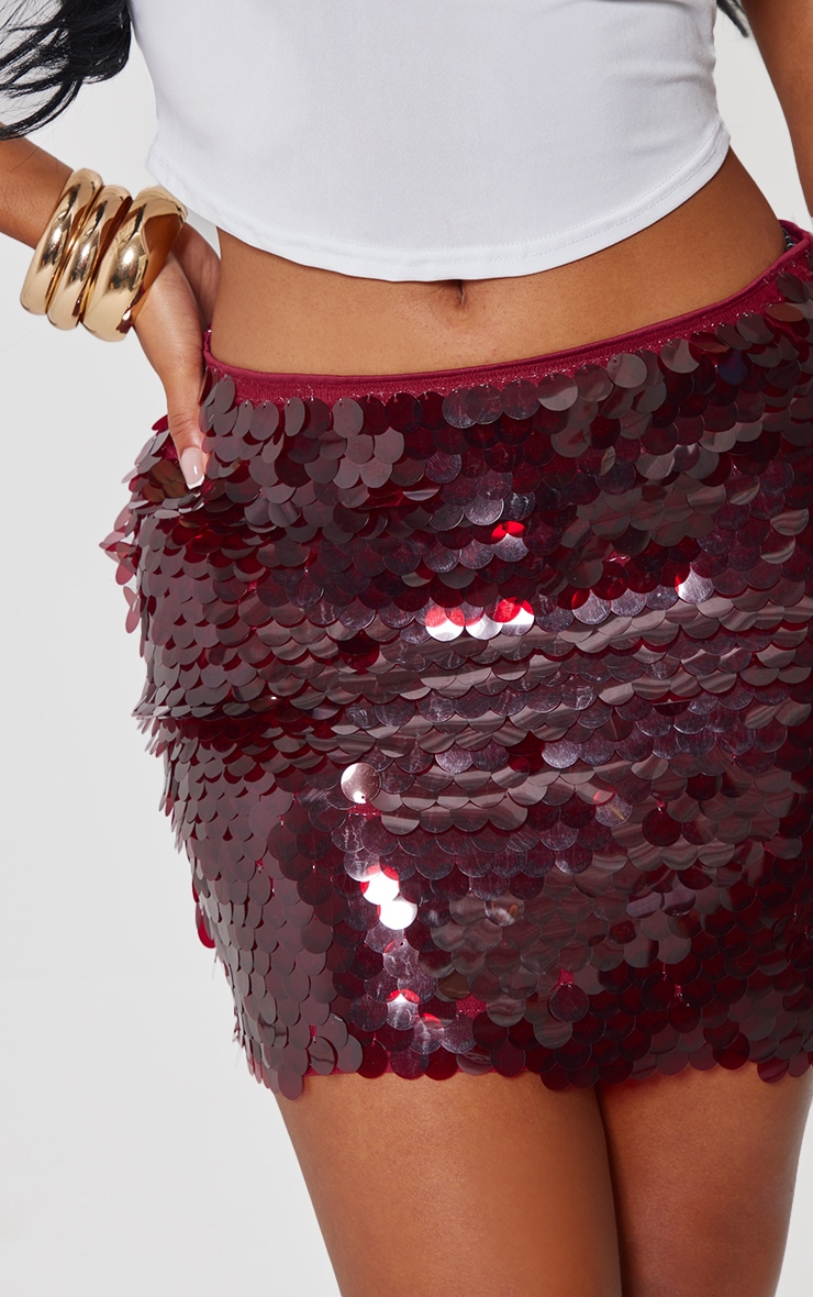 Shape Micro jupe bordeaux à sequins ronds image 5