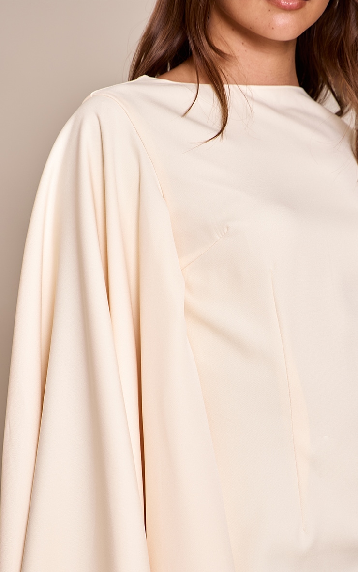 Cream Asymmetric Cape Mini Dress image 4