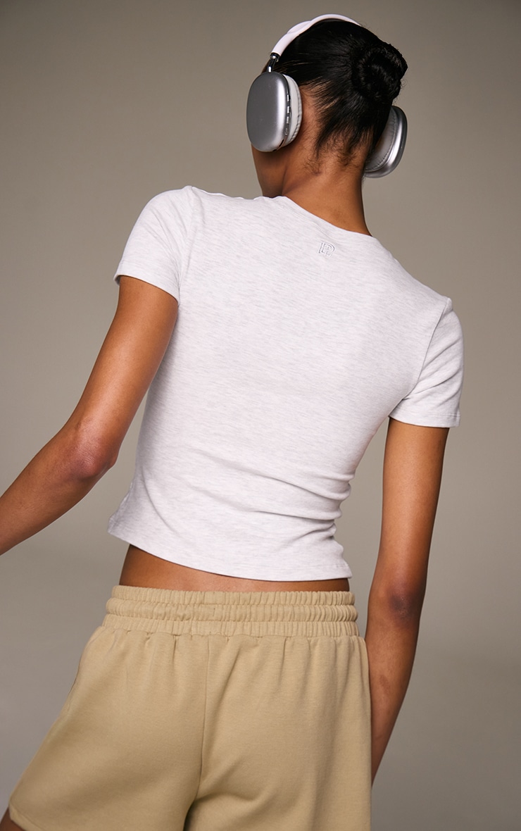 Grey Melange Soft Cotton Short Sleeve Top image 5