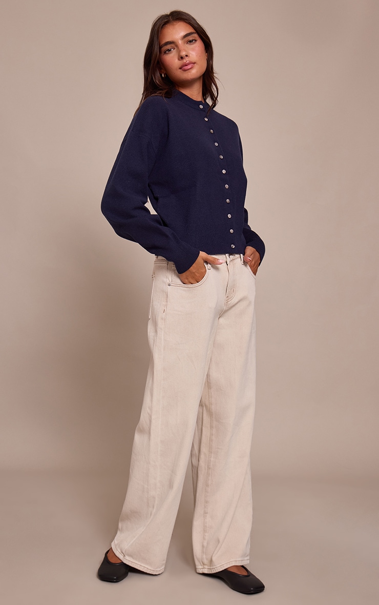Cardigan en maille tricot compacte bleu marine image 3