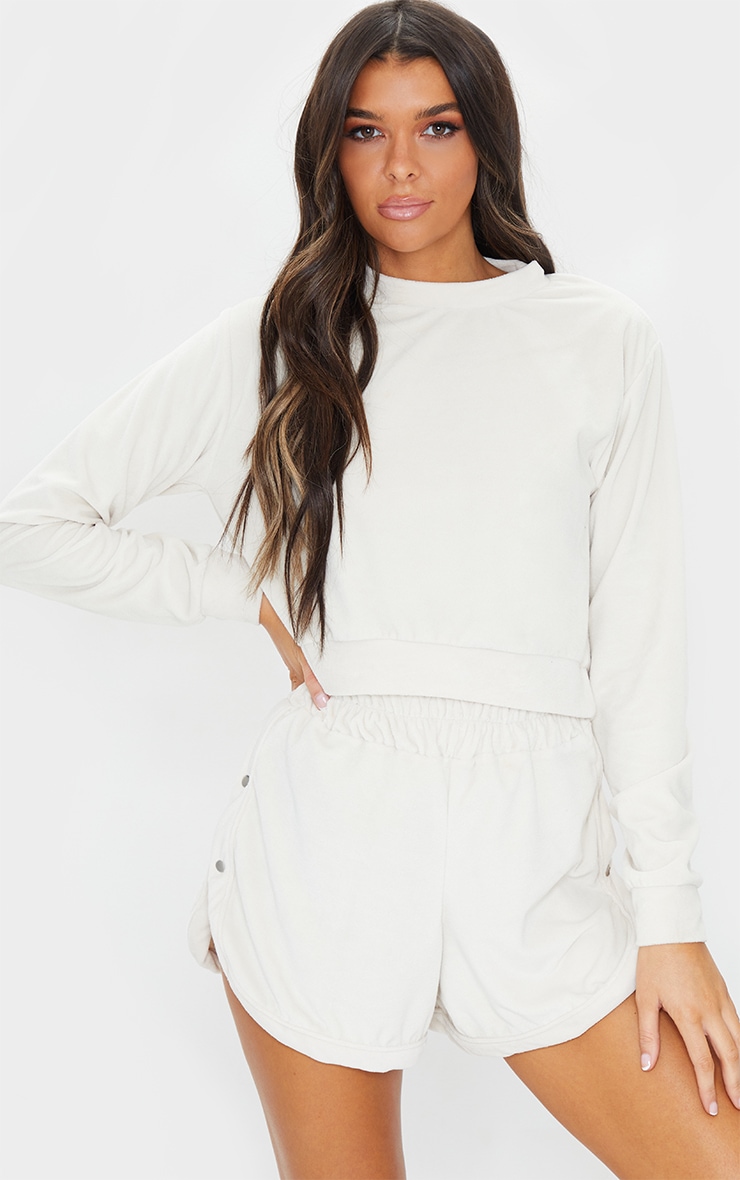 Sand Towelling Cropped Sweater