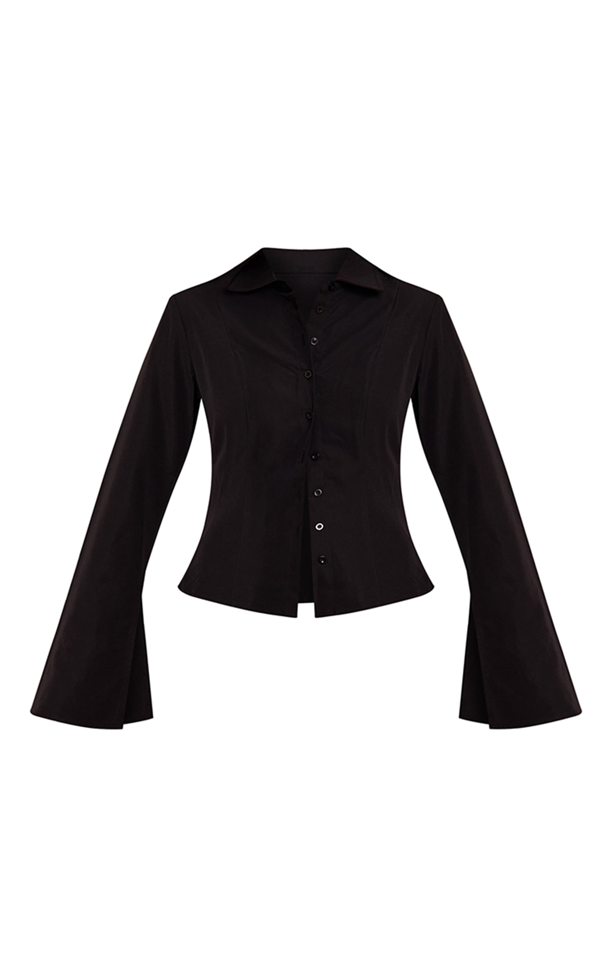Black Seam Detail Fitted Shirt image 5
