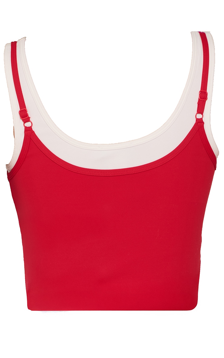 Red Sculpt Contrast Double Layer Gym Vest image 5