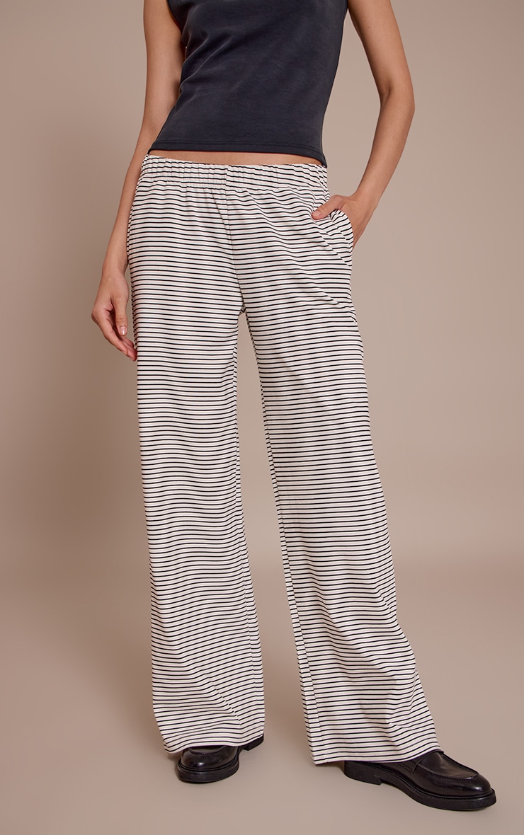 Monochrome Stripe Heavy Cotton Drawstring Wide Leg Pants image 2