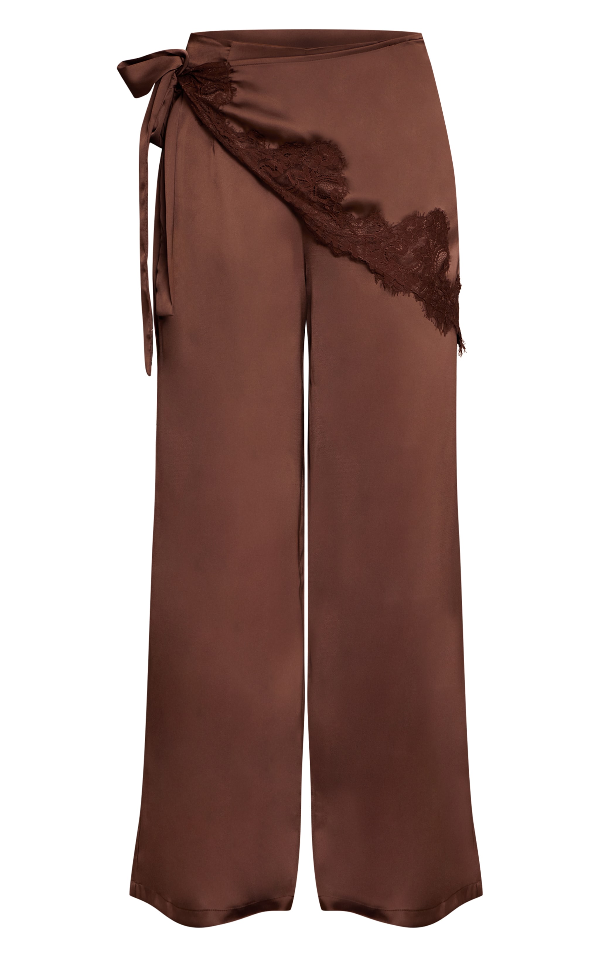 Chocolate Satin Scarf Wide Leg Pants image 5