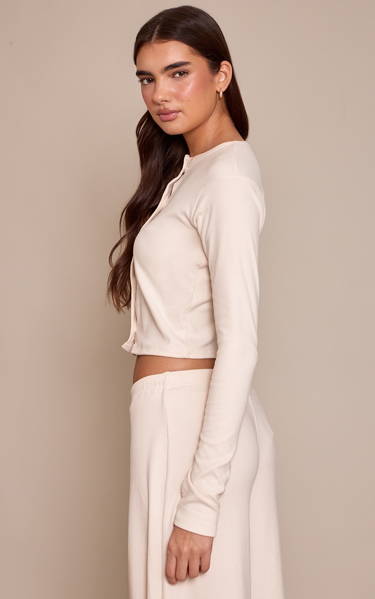 Cream Soft Touch Button Up Cardigan image 2