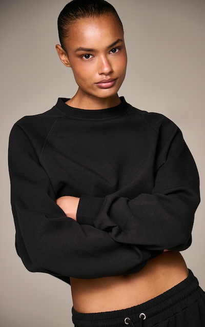 Black Embroidered Interlock Sweatshirt