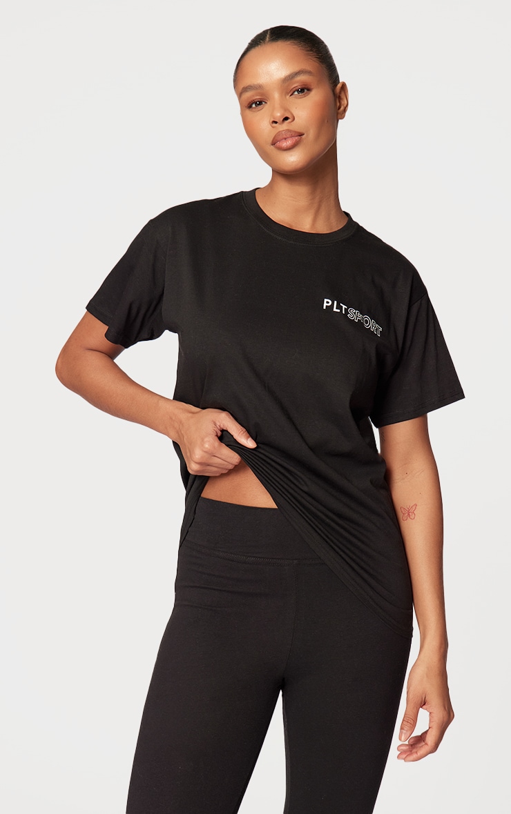 PRETTYLITTLETHING Black Oversized Training T-Shirt image 1