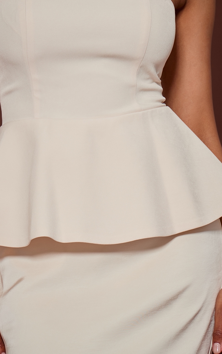 Cream Tailored Peplum Hem Maxi Dress image 4
