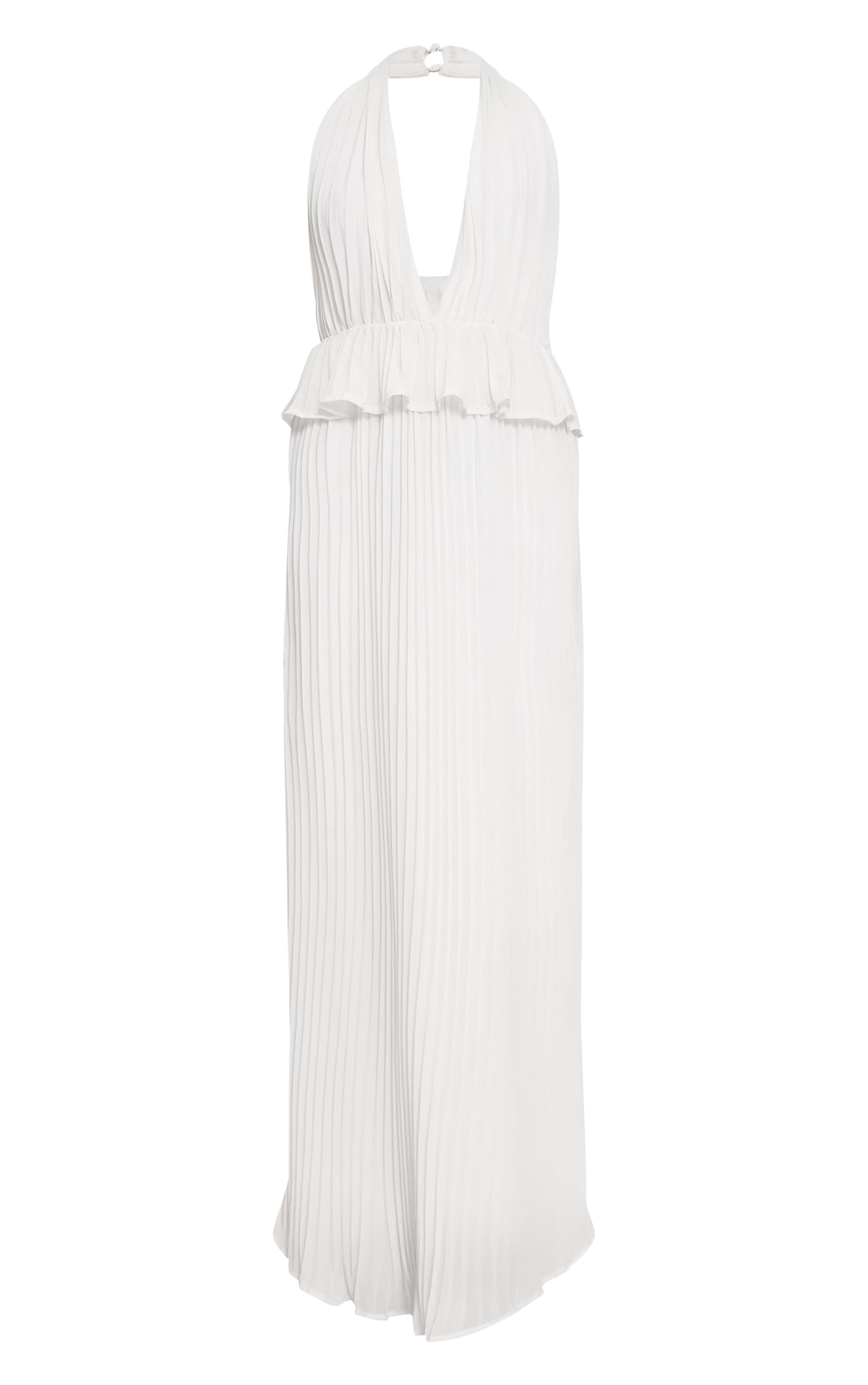 Robe longue crème plissée à dos nu et volants image 5