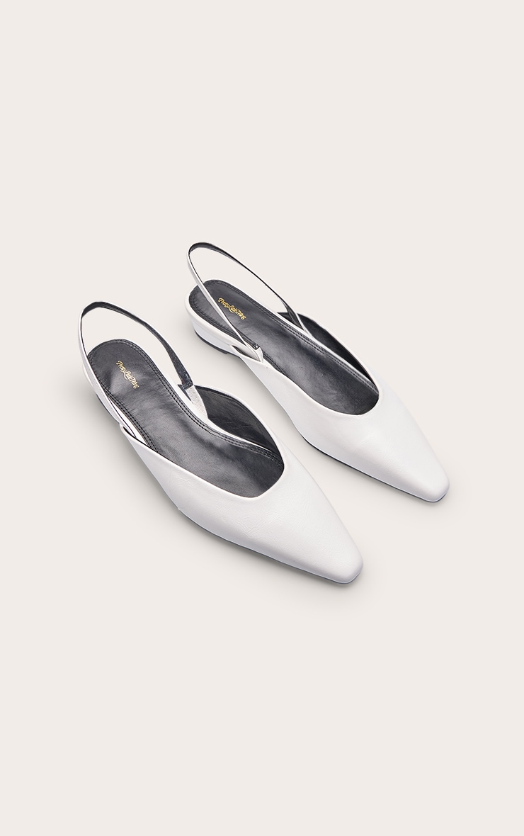 Cream Chiseled Toe Flat Kitten Wedge Mule image 3