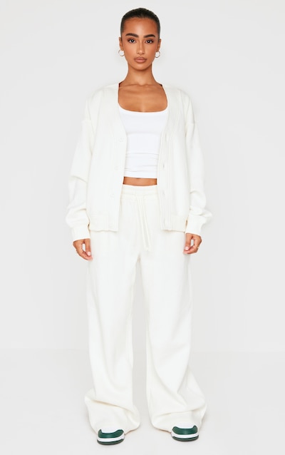 Petite Jogging large crème à taille élastique et cordons ajustables