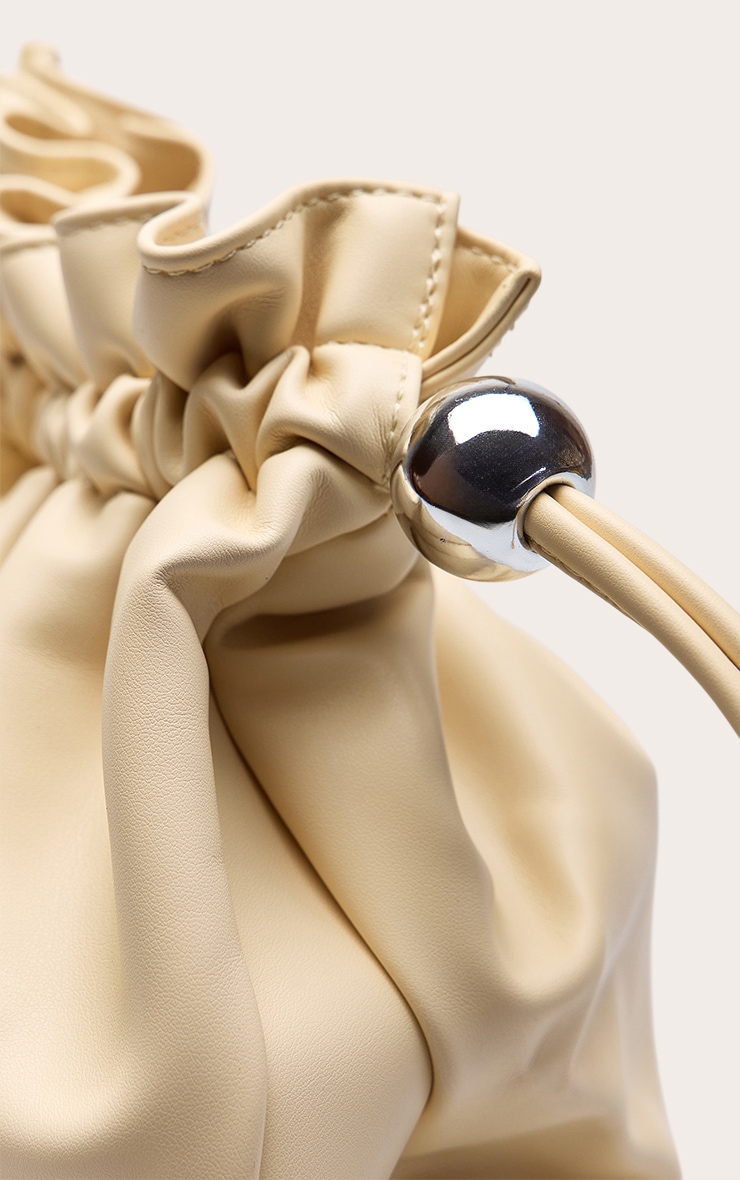 Butter Yellow Bead Ruched Pouch Clutch Bag image 5