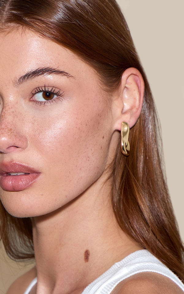 Gold Textured Twist Hoop Earrings