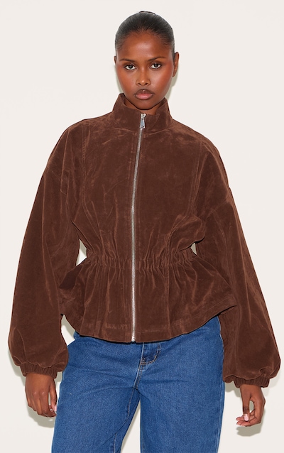 Veste en suédine marron à taille cintrée