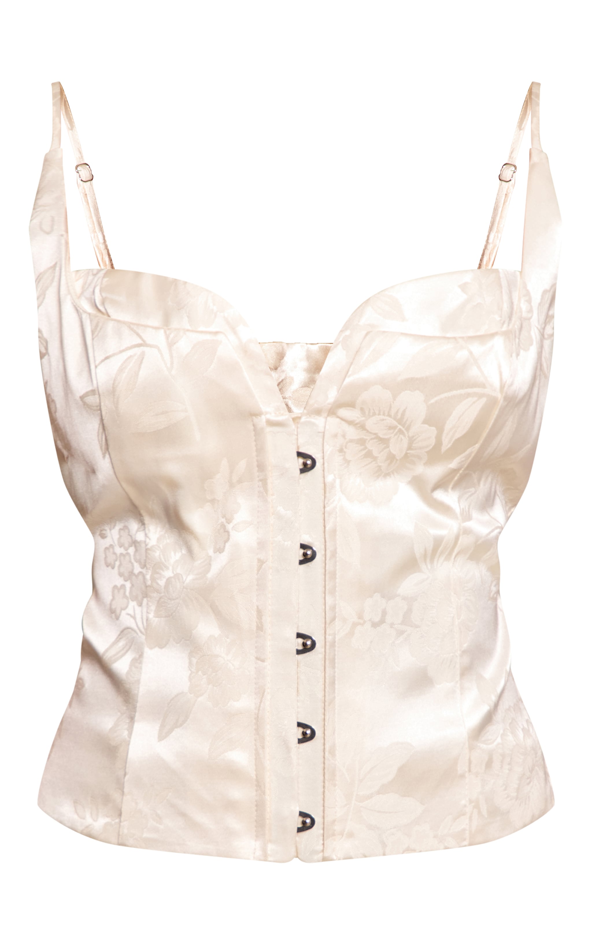 Cream Floral Embossed Hook and Eye Corset image 5