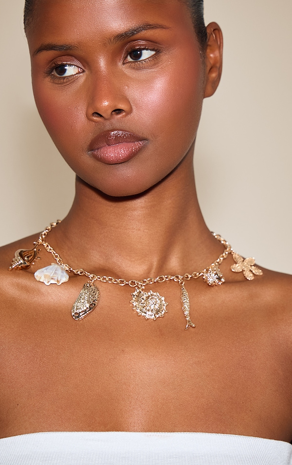 Gold Multi Shell Pendant Chain Necklace