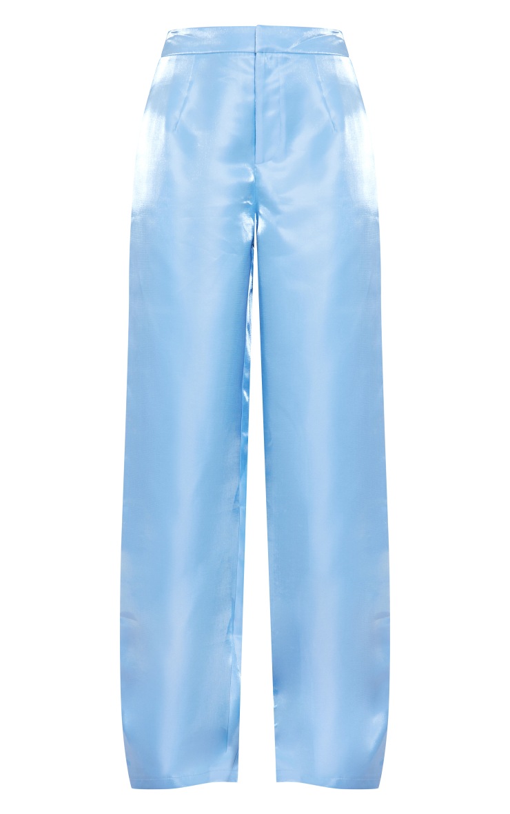 Blue Woven Iridescent High Waisted Pants image 5