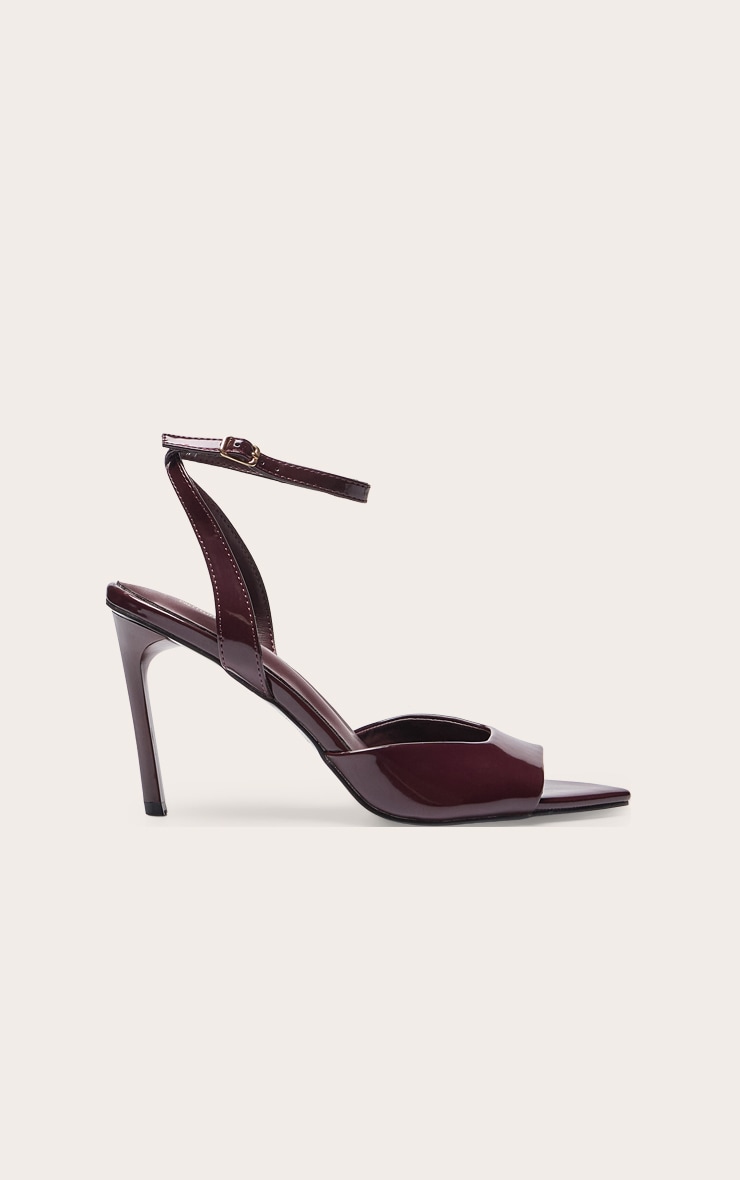  Oxblood Point Toe Vamp Strap High Stiletto Heeled Sandals image 2