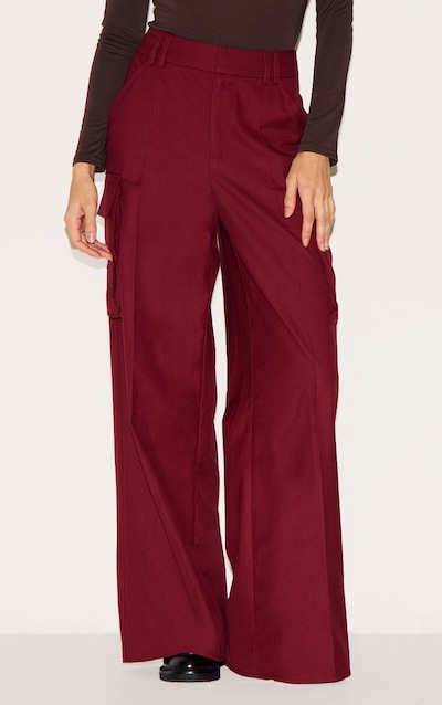 Plum Woven Pocket Detail Straight Leg Pants