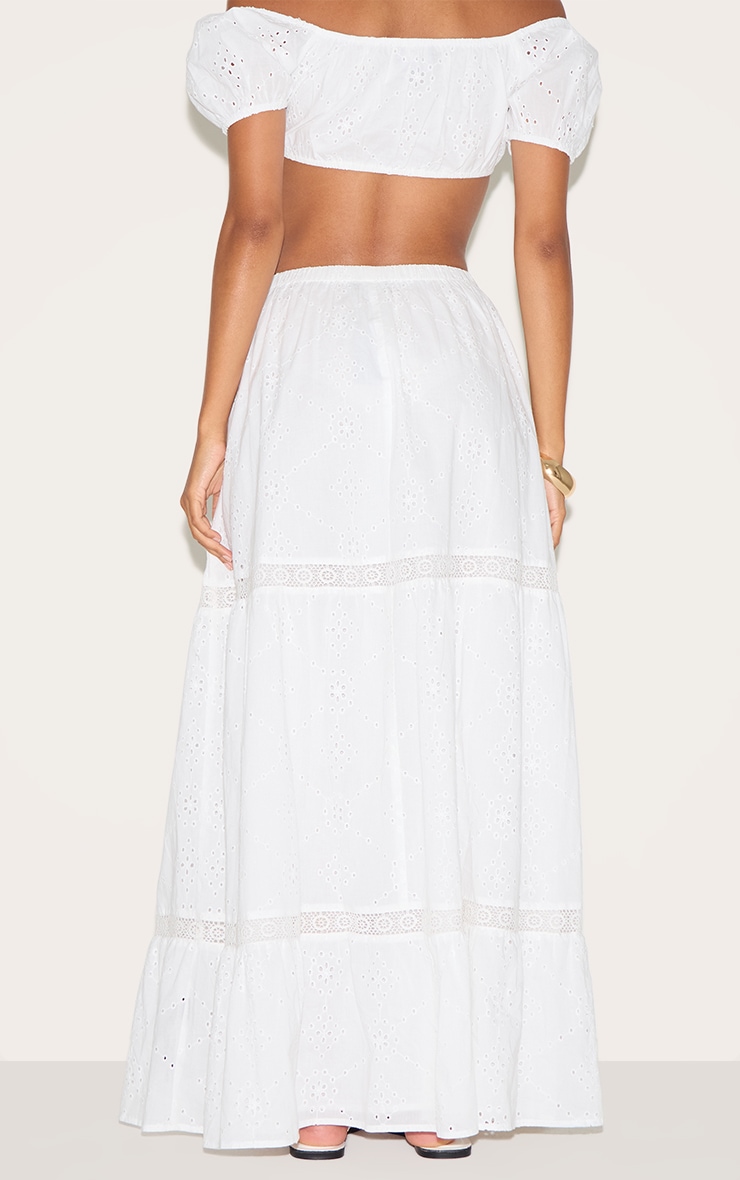 White Broderie Floaty Maxi Skirt image 3