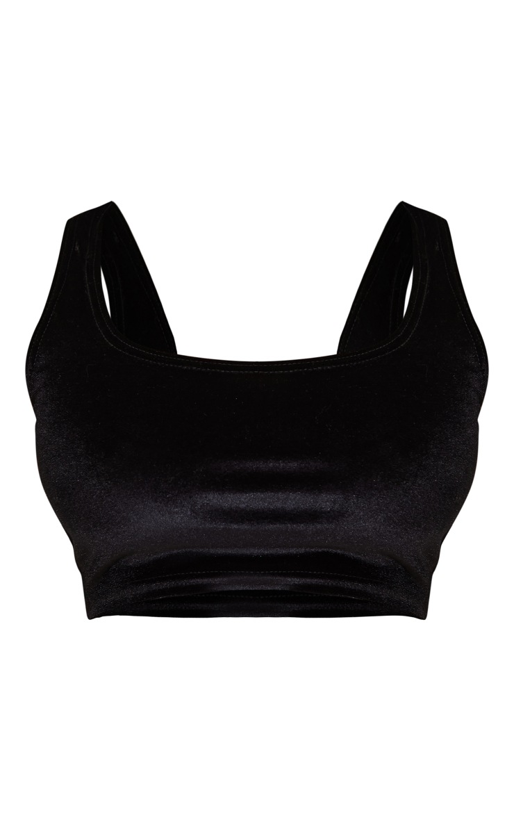 Shape Black Velvet Square Neck Crop Top image 5