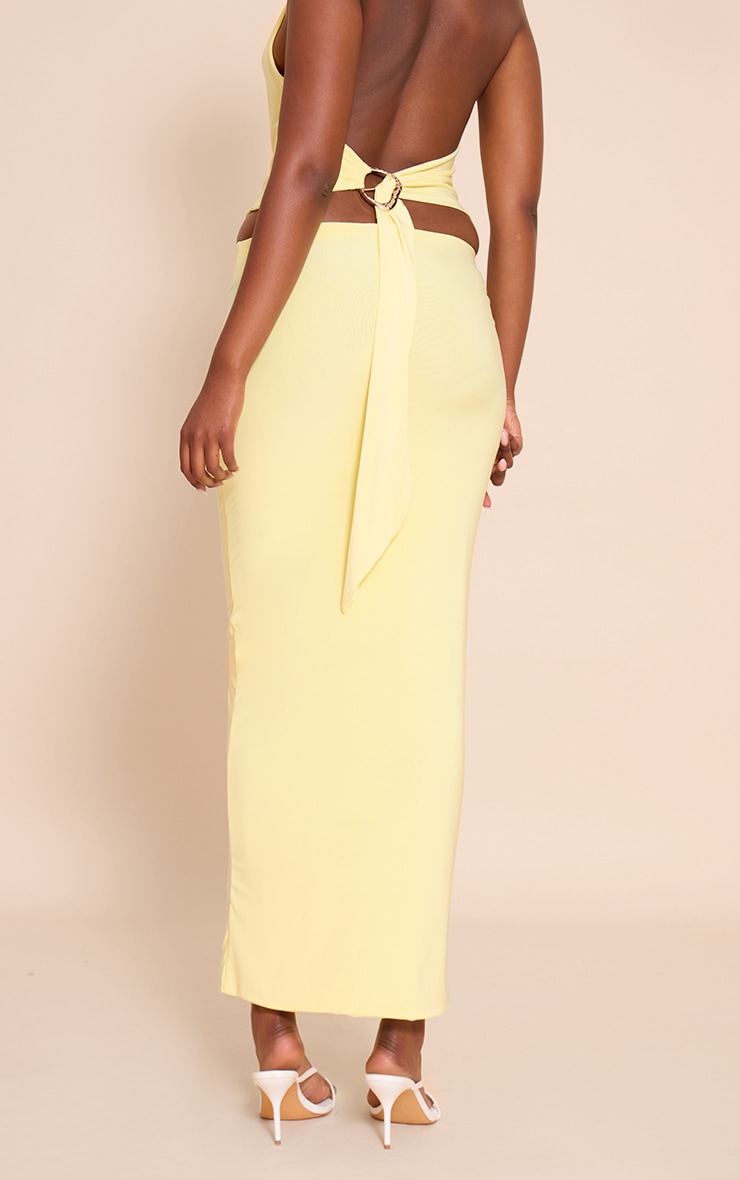 Lemon Double Layer Slinky Mid Rise Maxi Skirt image 3