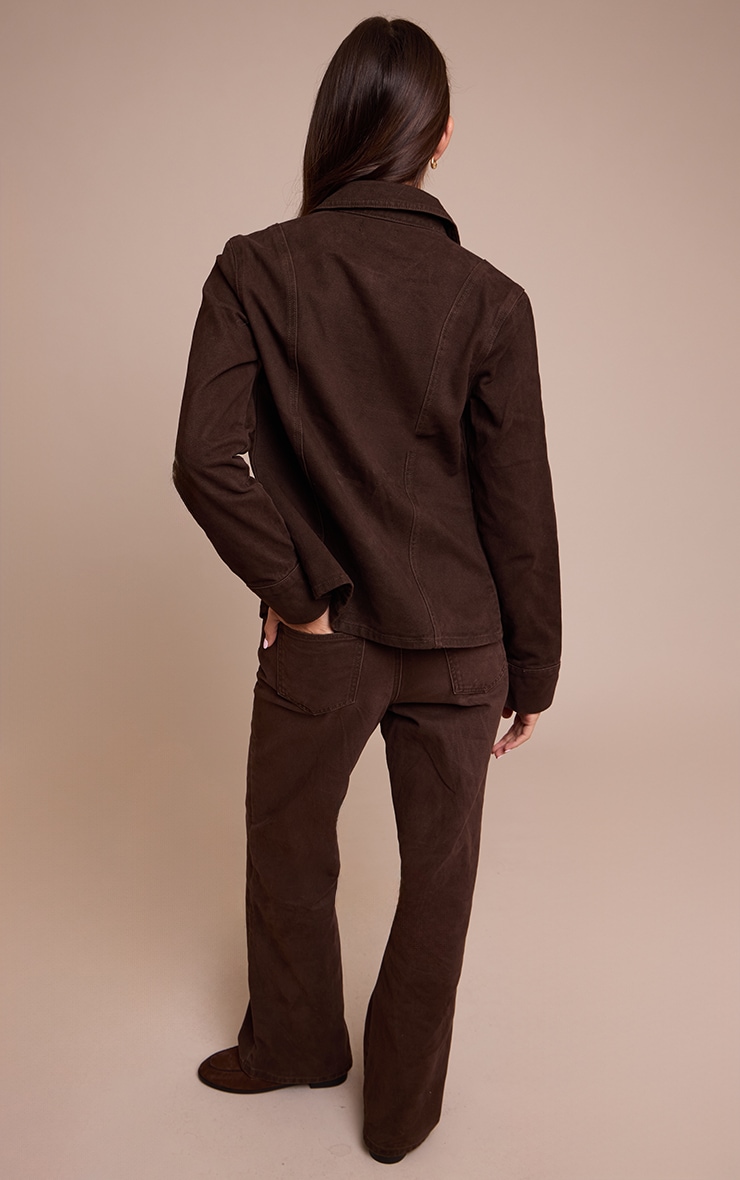 Jean droit taille haute chocolat foncé image 3