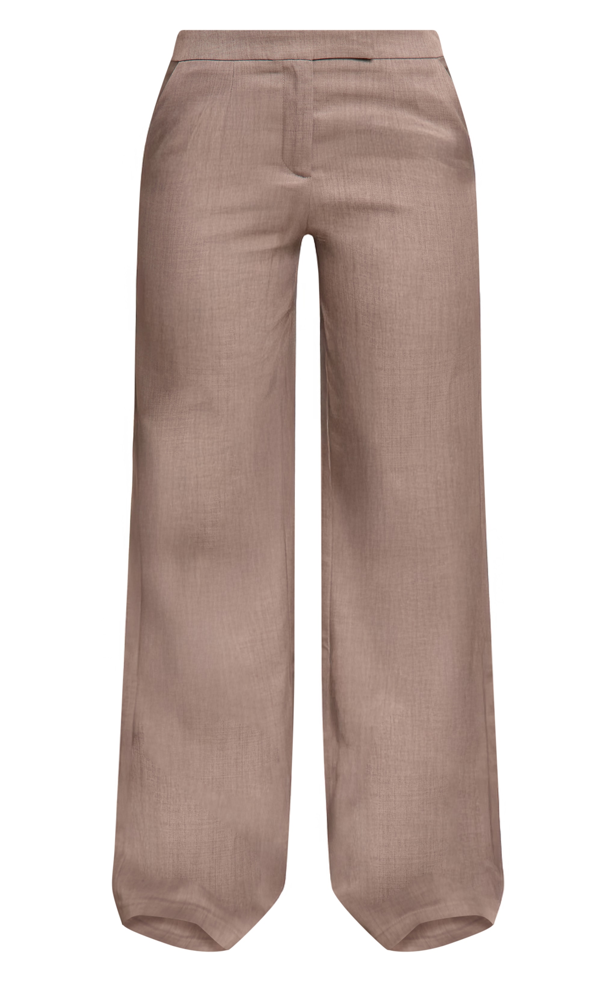Petite Premium Taupe Woven Low Rise Wide Leg Pants image 5