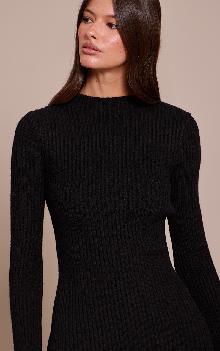 Black Rib Knitted Dress image 4