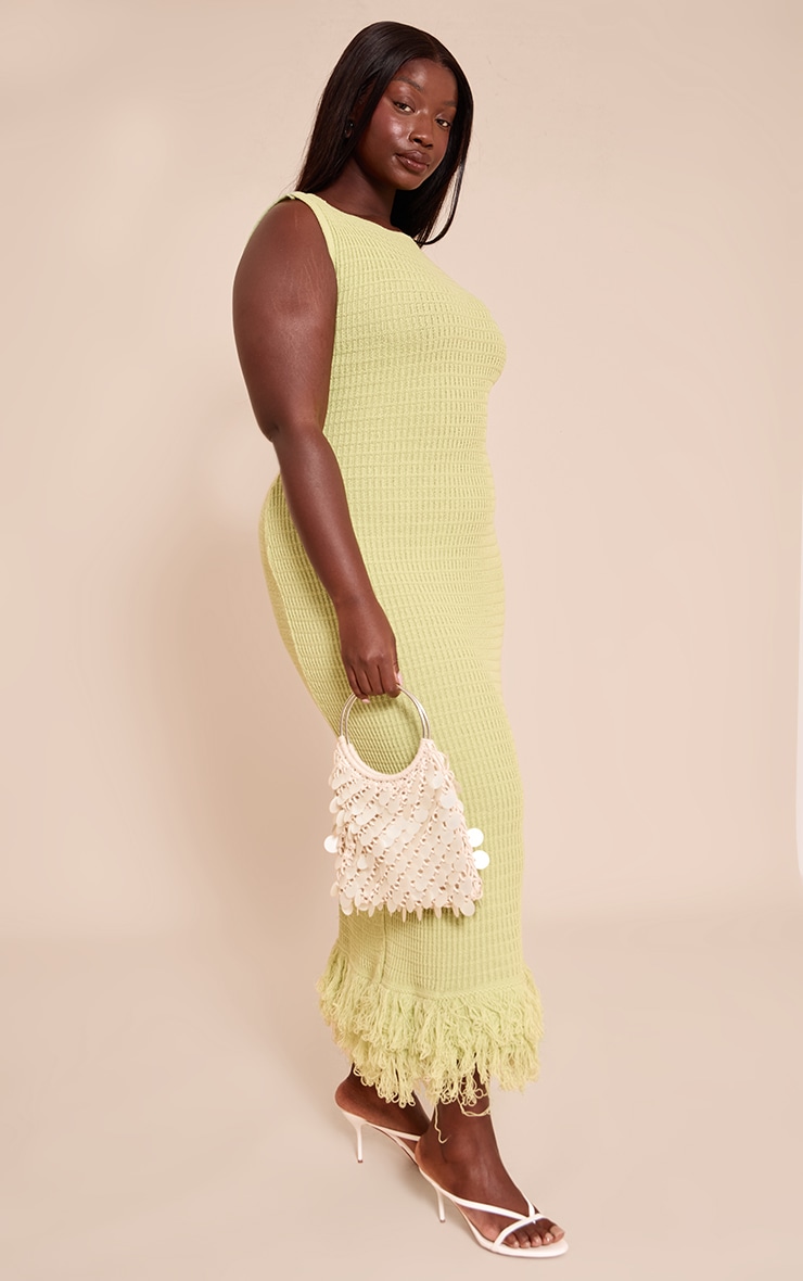 Plus Green Loop Knit Asymmetric Maxi Dress image 3