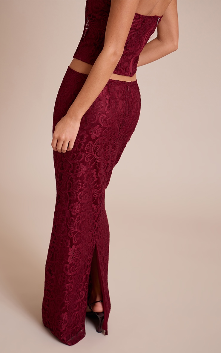 Wine Lace Maxi Skirt image 3