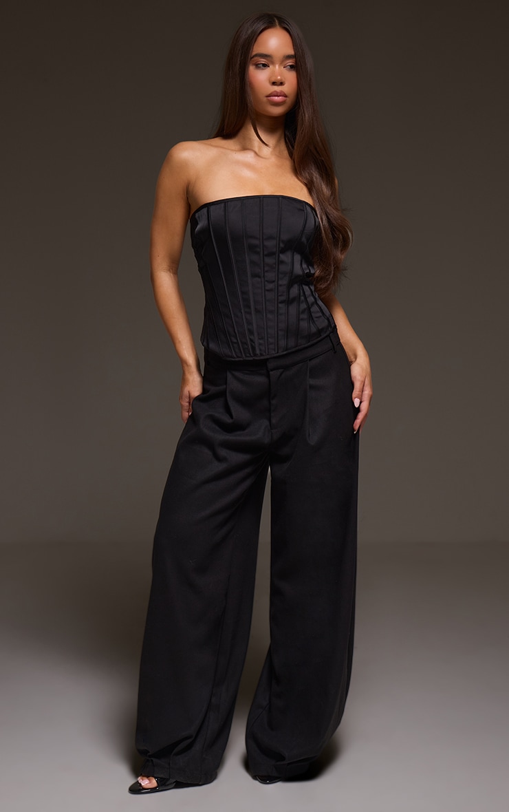 Black Satin Boned Bandeau Corset image 3