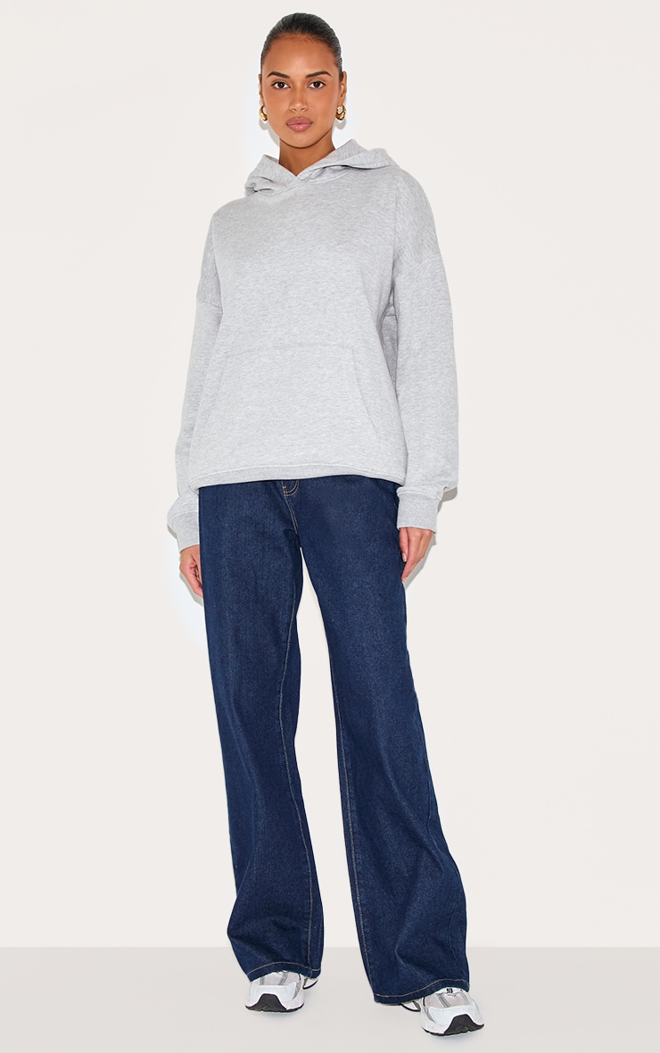 Ash Grey Oversized Sports Borg Applique Hoodie image 3