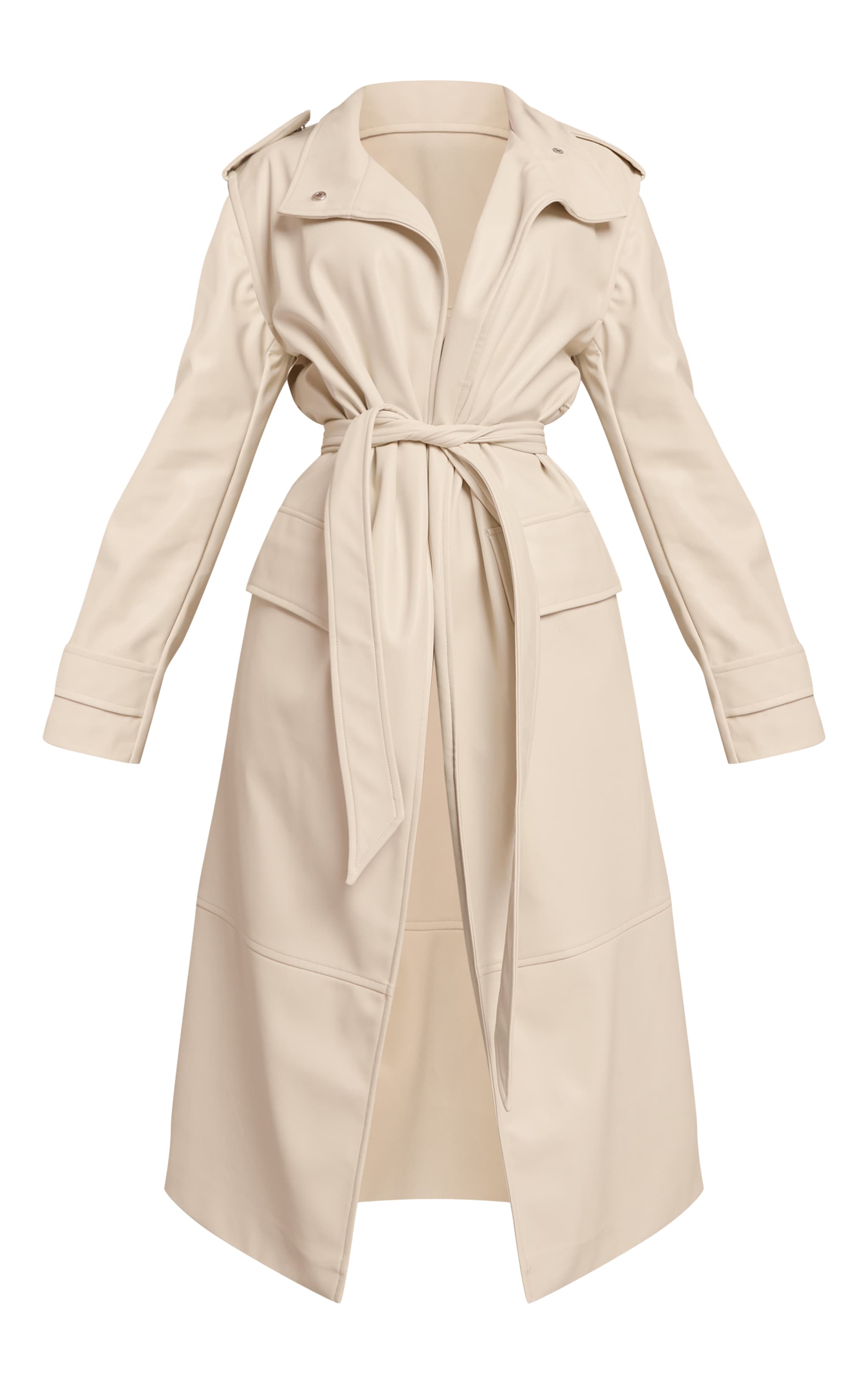 Petite Cream Tie Waist Maxi Trench Coat image 5