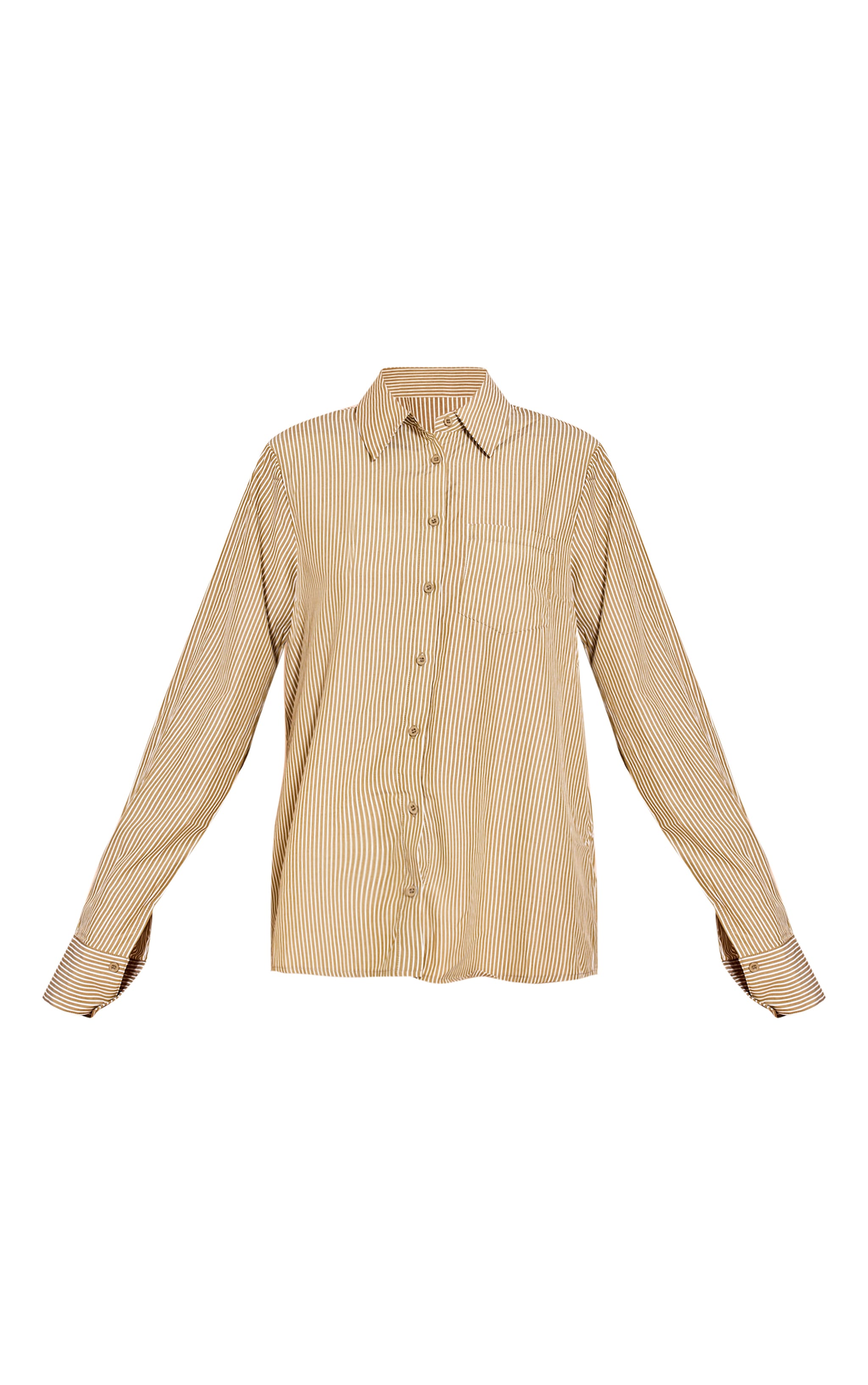 Olive Stripe Shoulder Pad Oversized Shirt image 5