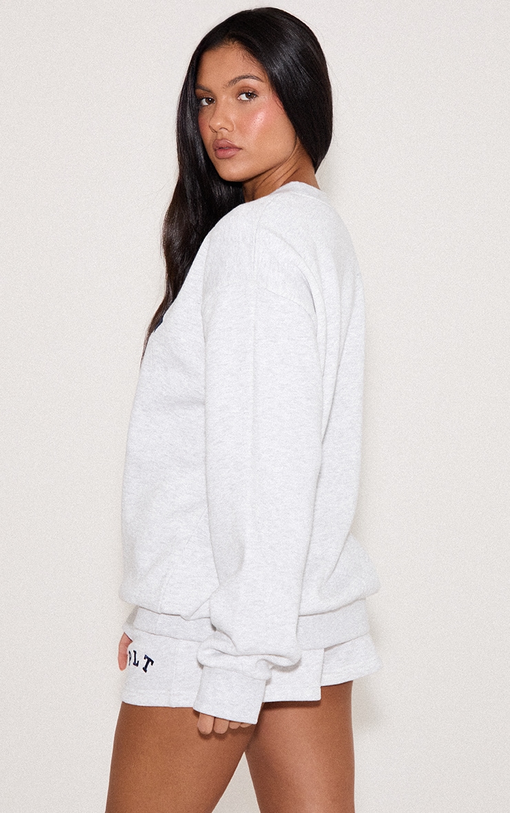PRETTYLITTLETHING Ash Grey Logo Oversize Sweatshirt image 2