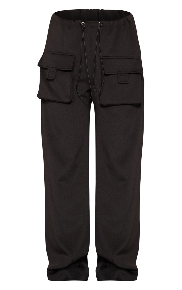  Tall Black Scuba Pocket Detail Cargo Trousers image 5