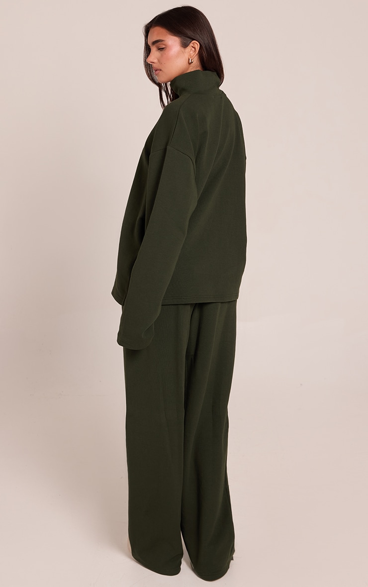 Dark Green Interlock Pintuck Straight Leg Sweatpant image 3