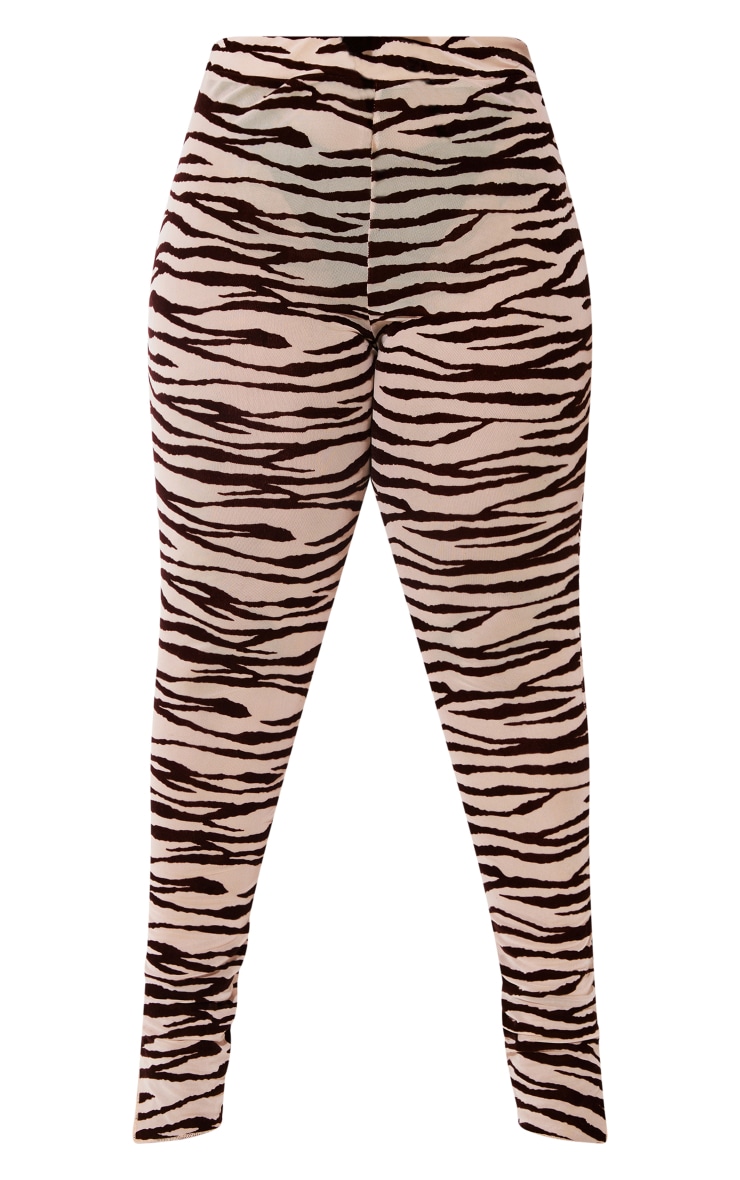 Plus Nude Zebra Devore Split Hem Leggings image 5