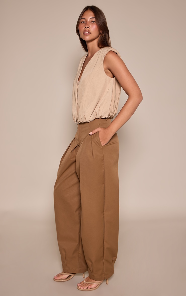 Camel Woven Pleated Balloon Trousers image 2