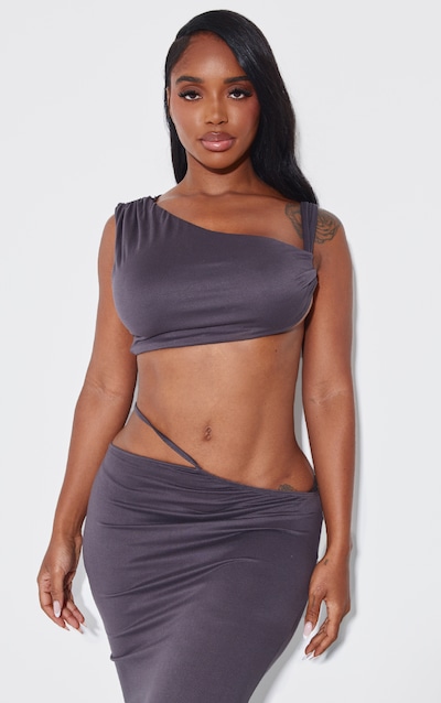 Shape Charcoal One Shoulder Crop Top