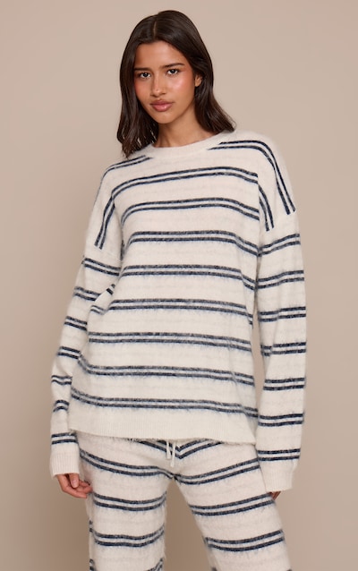 Tall Light Blue Brushed Aurora Striped Oversized T Shirt